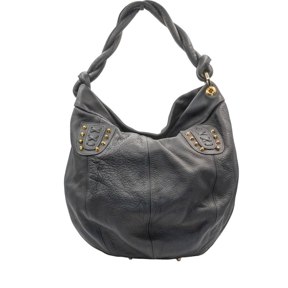 Vintage Y2K LUBA J Black Leather Hobo Bag Rock Grunge Biker Chick Shoulder Bag
